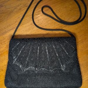 Elegant Black Beaded Women's Bag
